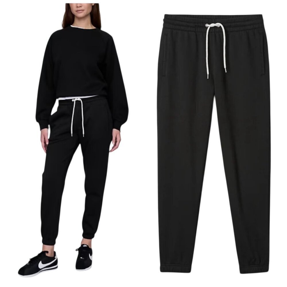 Gap XS Black Jogger Sweatpants Elastic Waist Drawstring Cropped